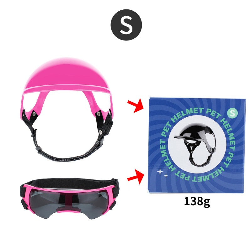 Pet Helmet and Goggles Set for Small Medium Dogs Motorcycle Dog Helmet with Sunglasses Windproof UV Protection Safety Puppy Hat for Biking Riding Outdoor Cool Punk Style Pet Headwear Accessories