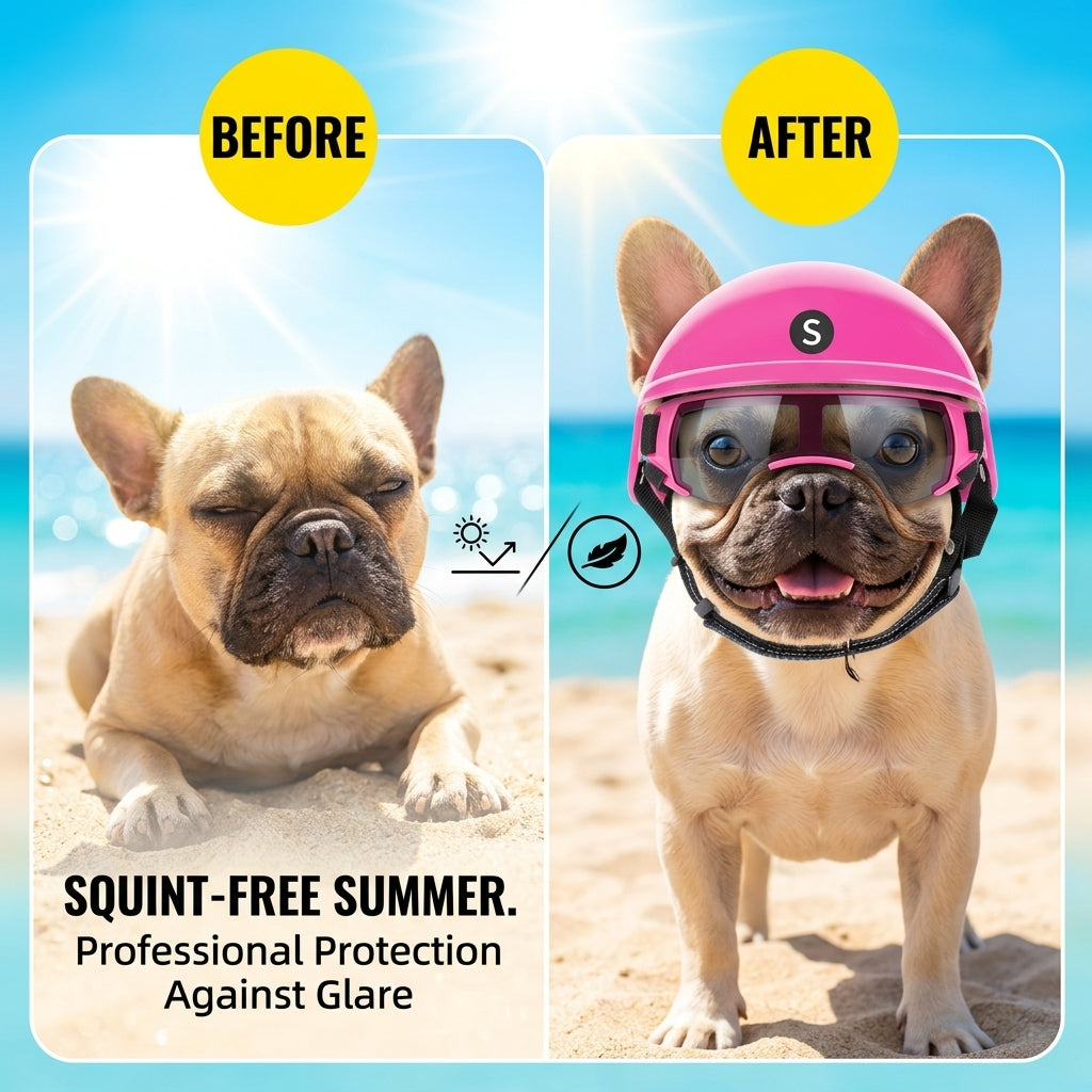 Pet Helmet and Goggles Set for Small Medium Dogs Motorcycle Dog Helmet with Sunglasses Windproof UV Protection Safety Puppy Hat for Biking Riding Outdoor Cool Punk Style Pet Headwear Accessories