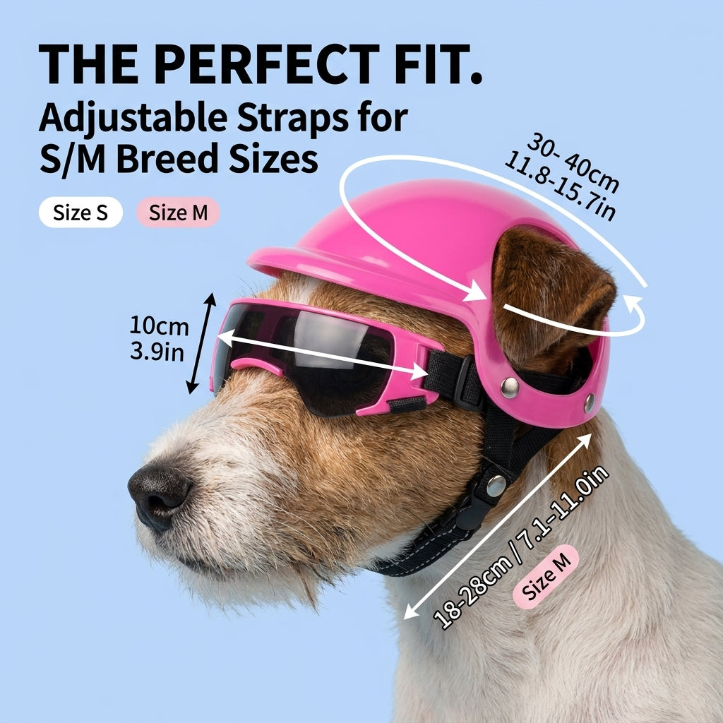 Pet Helmet and Goggles Set for Small Medium Dogs Motorcycle Dog Helmet with Sunglasses Windproof UV Protection Safety Puppy Hat for Biking Riding Outdoor Cool Punk Style Pet Headwear Accessories