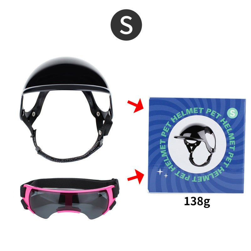 Pet Helmet and Goggles Set for Small Medium Dogs Motorcycle Dog Helmet with Sunglasses Windproof UV Protection Safety Puppy Hat for Biking Riding Outdoor Cool Punk Style Pet Headwear Accessories