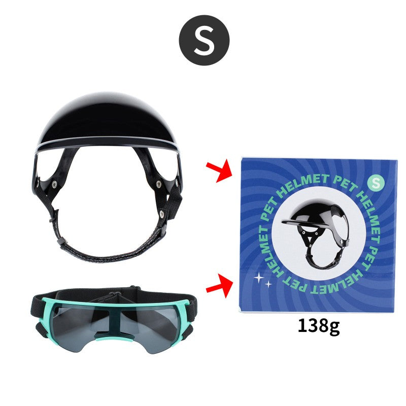 Pet Helmet and Goggles Set for Small Medium Dogs Motorcycle Dog Helmet with Sunglasses Windproof UV Protection Safety Puppy Hat for Biking Riding Outdoor Cool Punk Style Pet Headwear Accessories