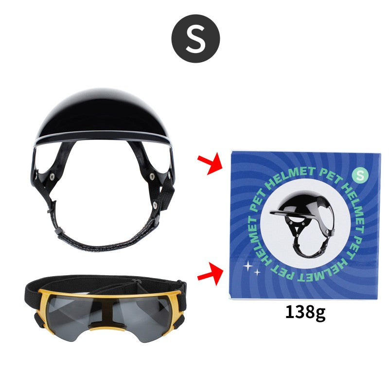 Pet Helmet and Goggles Set for Small Medium Dogs Motorcycle Dog Helmet with Sunglasses Windproof UV Protection Safety Puppy Hat for Biking Riding Outdoor Cool Punk Style Pet Headwear Accessories
