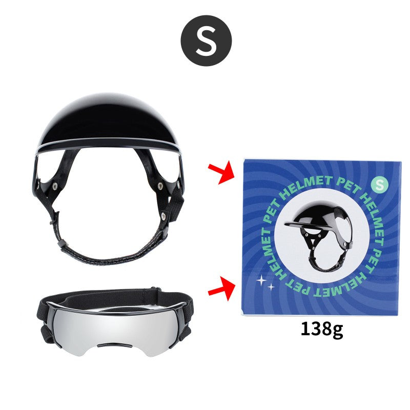 Pet Helmet and Goggles Set for Small Medium Dogs Motorcycle Dog Helmet with Sunglasses Windproof UV Protection Safety Puppy Hat for Biking Riding Outdoor Cool Punk Style Pet Headwear Accessories